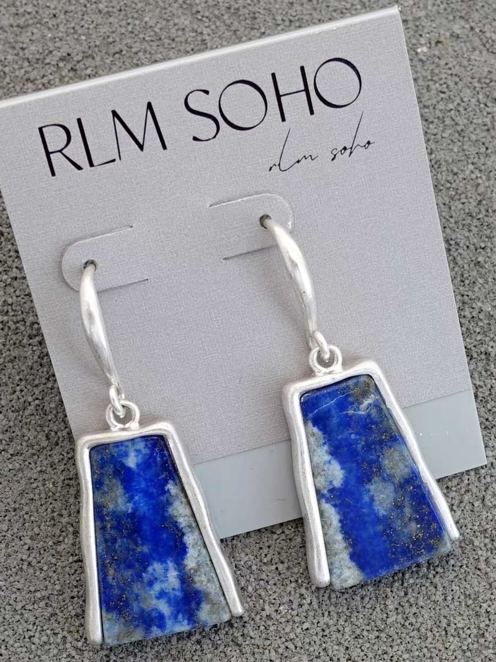Lapis Silver-Frame Drop Earrings in Deep Blue